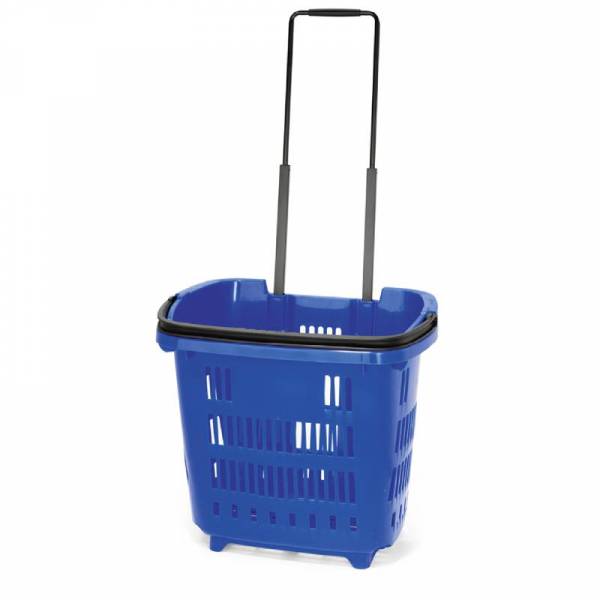 Wheeled Shopping Basket Blue